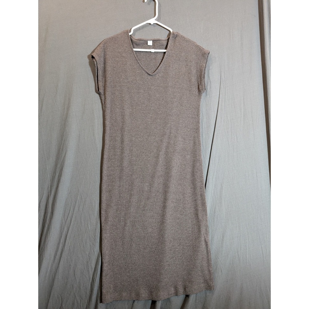 Old Navy Women's Medium‎ Tall Brown Sweater Dress Short Sleeve V-Neck